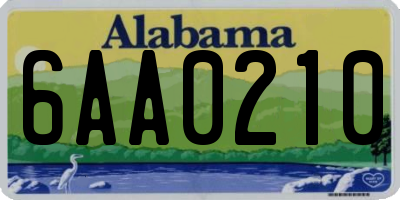 AL license plate 6AA0210