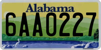 AL license plate 6AA0227