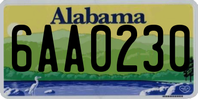 AL license plate 6AA0230