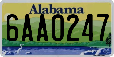 AL license plate 6AA0247