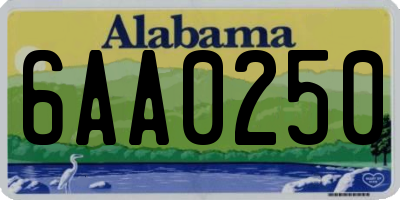 AL license plate 6AA0250