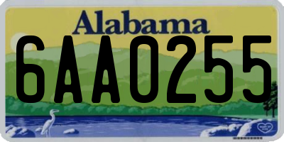 AL license plate 6AA0255
