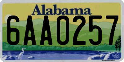 AL license plate 6AA0257