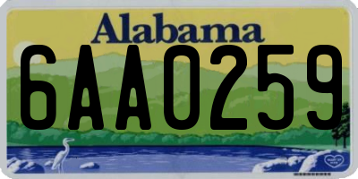 AL license plate 6AA0259