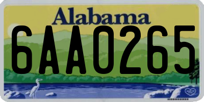 AL license plate 6AA0265