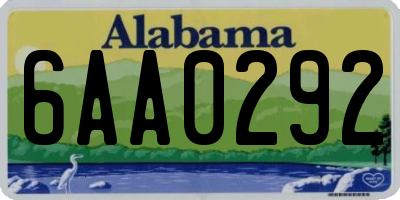 AL license plate 6AA0292