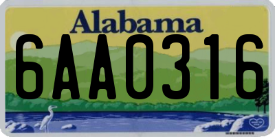 AL license plate 6AA0316