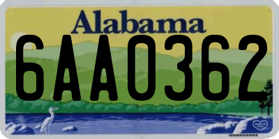 AL license plate 6AA0362