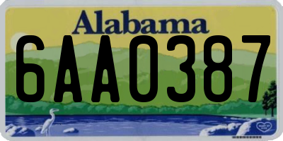 AL license plate 6AA0387