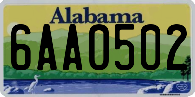 AL license plate 6AA0502