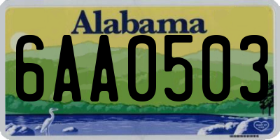 AL license plate 6AA0503