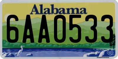 AL license plate 6AA0533