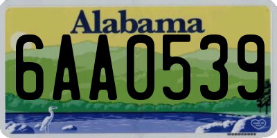 AL license plate 6AA0539