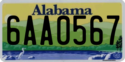 AL license plate 6AA0567
