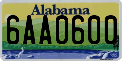 AL license plate 6AA0600