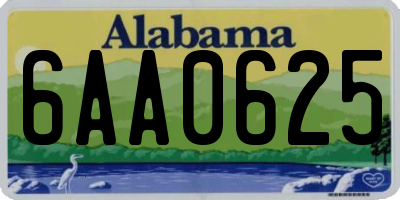 AL license plate 6AA0625