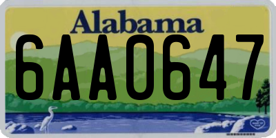 AL license plate 6AA0647