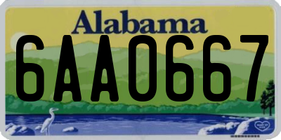 AL license plate 6AA0667