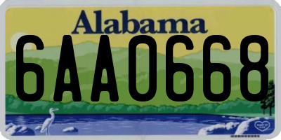 AL license plate 6AA0668