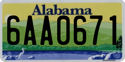 AL license plate 6AA0671