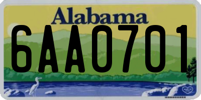 AL license plate 6AA0701