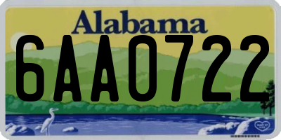 AL license plate 6AA0722