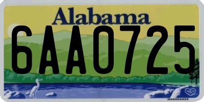 AL license plate 6AA0725