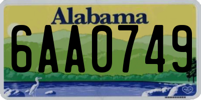 AL license plate 6AA0749