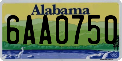 AL license plate 6AA0750