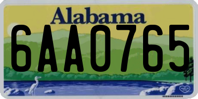 AL license plate 6AA0765