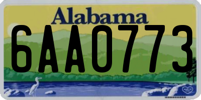 AL license plate 6AA0773