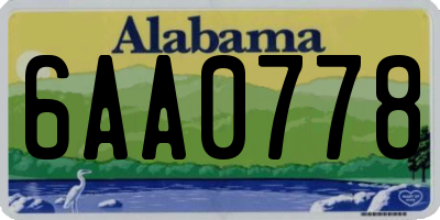 AL license plate 6AA0778