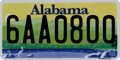 AL license plate 6AA0800