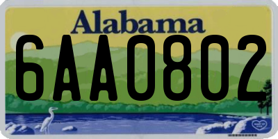 AL license plate 6AA0802
