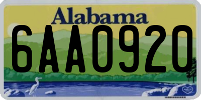 AL license plate 6AA0920