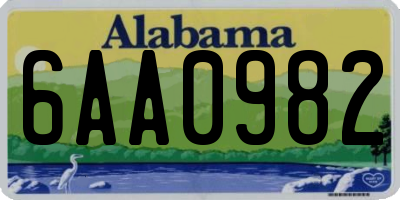 AL license plate 6AA0982
