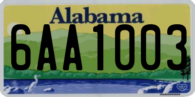 AL license plate 6AA1003