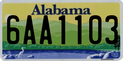 AL license plate 6AA1103