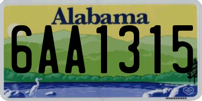 AL license plate 6AA1315
