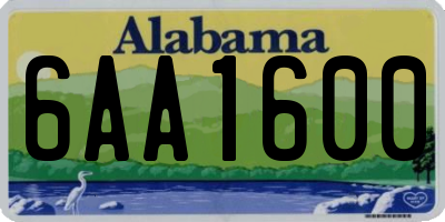 AL license plate 6AA1600