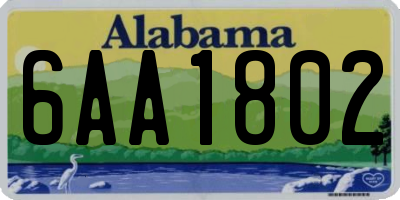 AL license plate 6AA1802