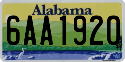 AL license plate 6AA1920