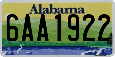 AL license plate 6AA1922