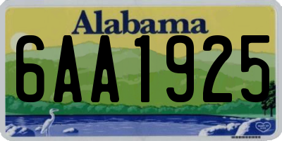 AL license plate 6AA1925