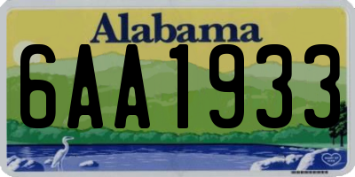 AL license plate 6AA1933