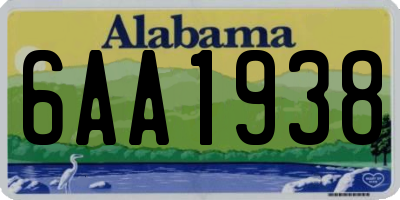 AL license plate 6AA1938