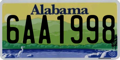AL license plate 6AA1998