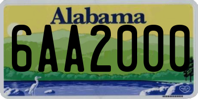 AL license plate 6AA2000