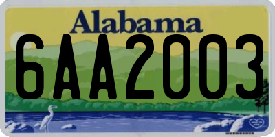 AL license plate 6AA2003