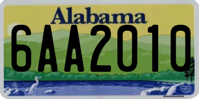 AL license plate 6AA2010